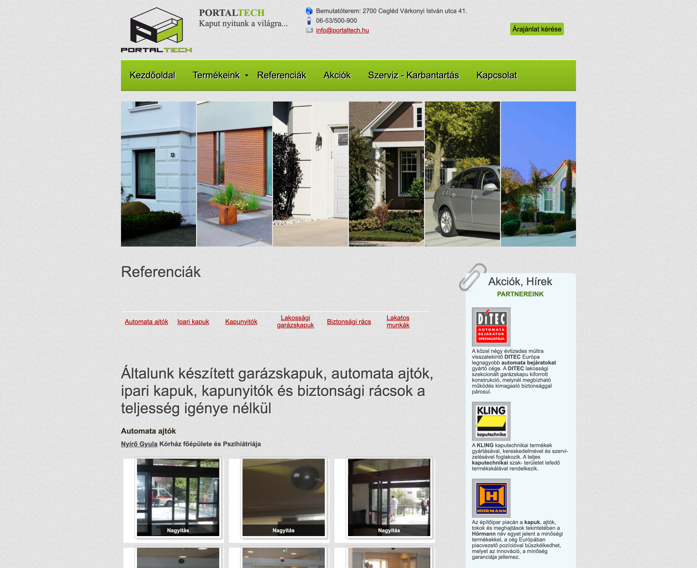 Referenciák oldal, projektfotók vásárlói vélemény vagy csillagértékelés nélkül